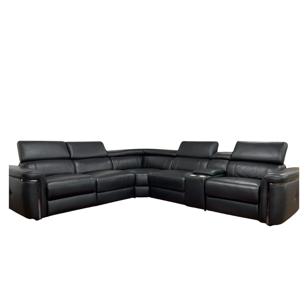 Summer Electric Reclining Corner Sofa in Black - AMC Furniture