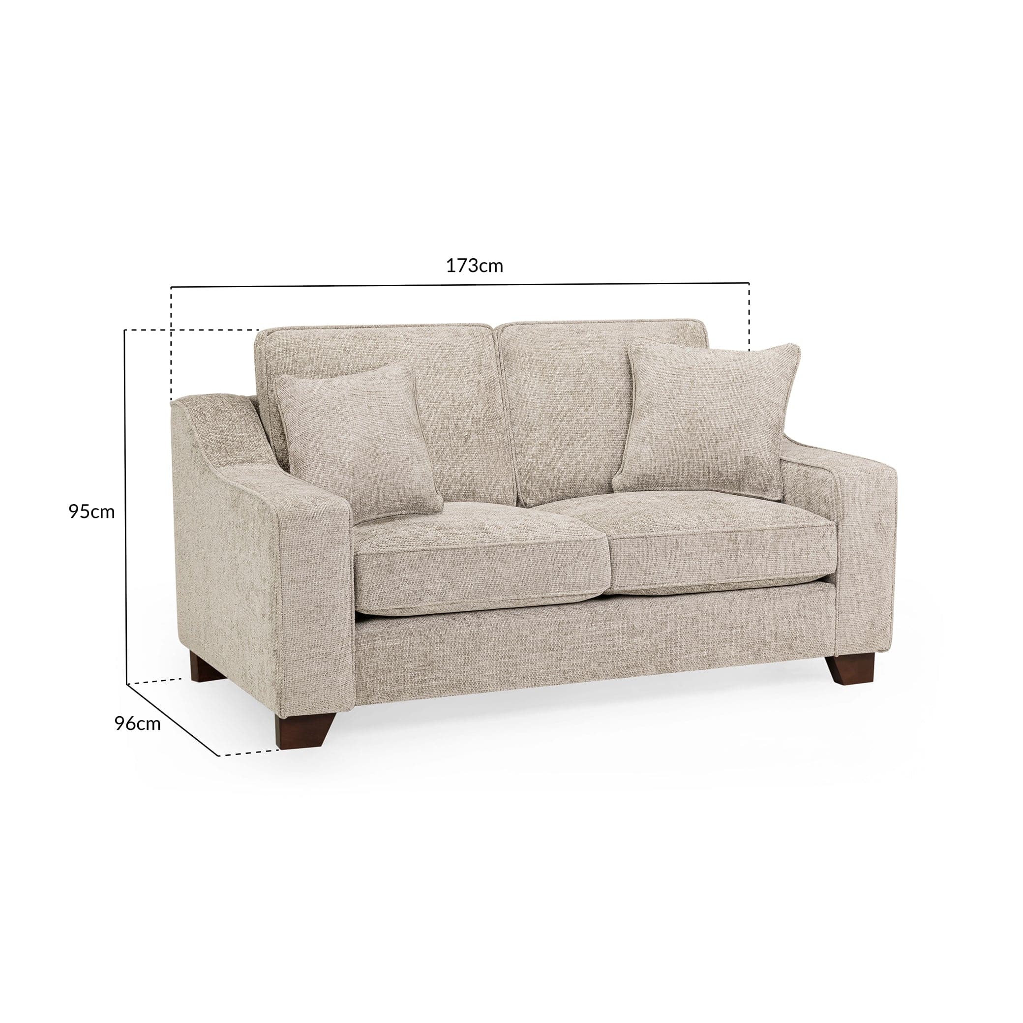 Orion Sofa Stone 2 Seater - Measurement View (7025563107392)