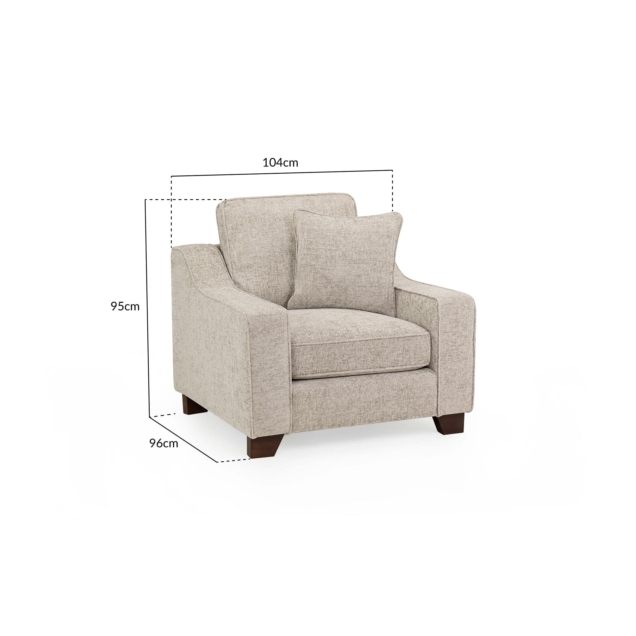 Orion Sofa Stone Armchair - Measurement View (7025563009088)