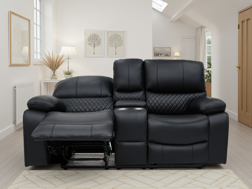 Alexa Electric Reclining 3+2 Seater Sofa Set in Black