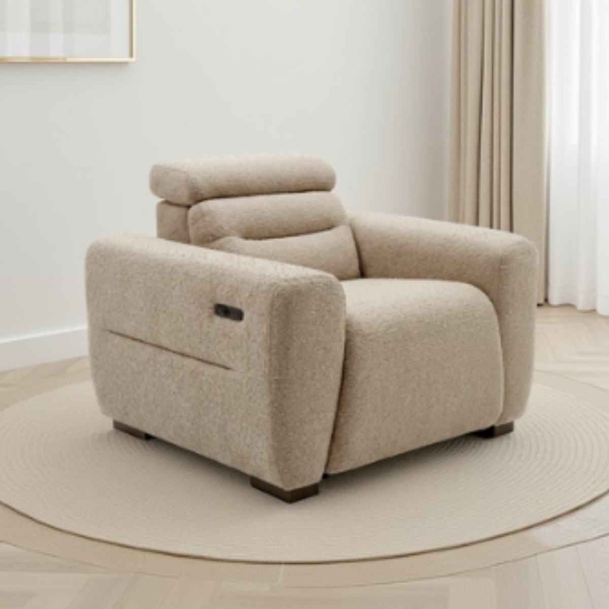 Osaka Electric Recliner Beige Armchair - AMC Furniture