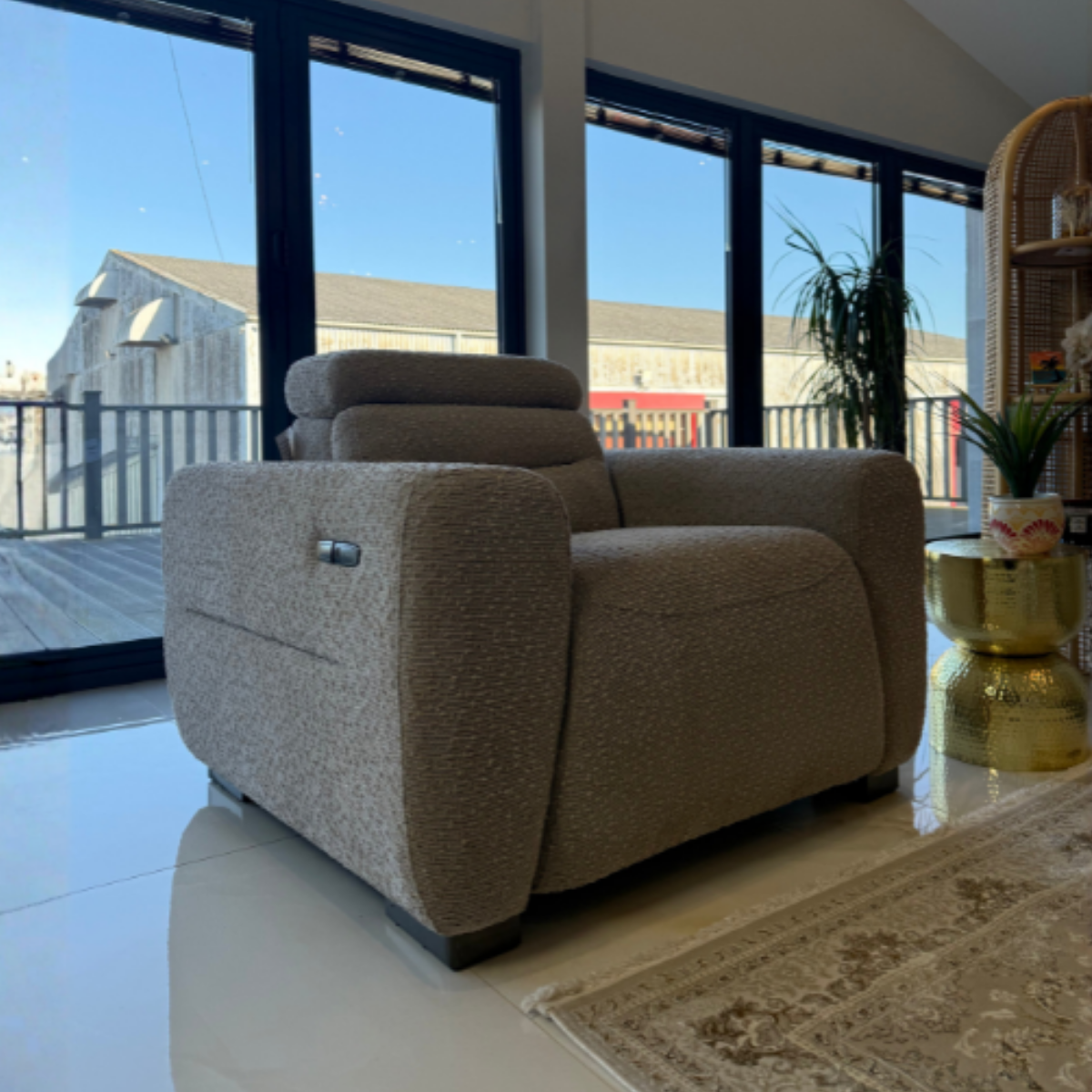 Osaka Electric Recliner Beige Armchair - AMC Furniture