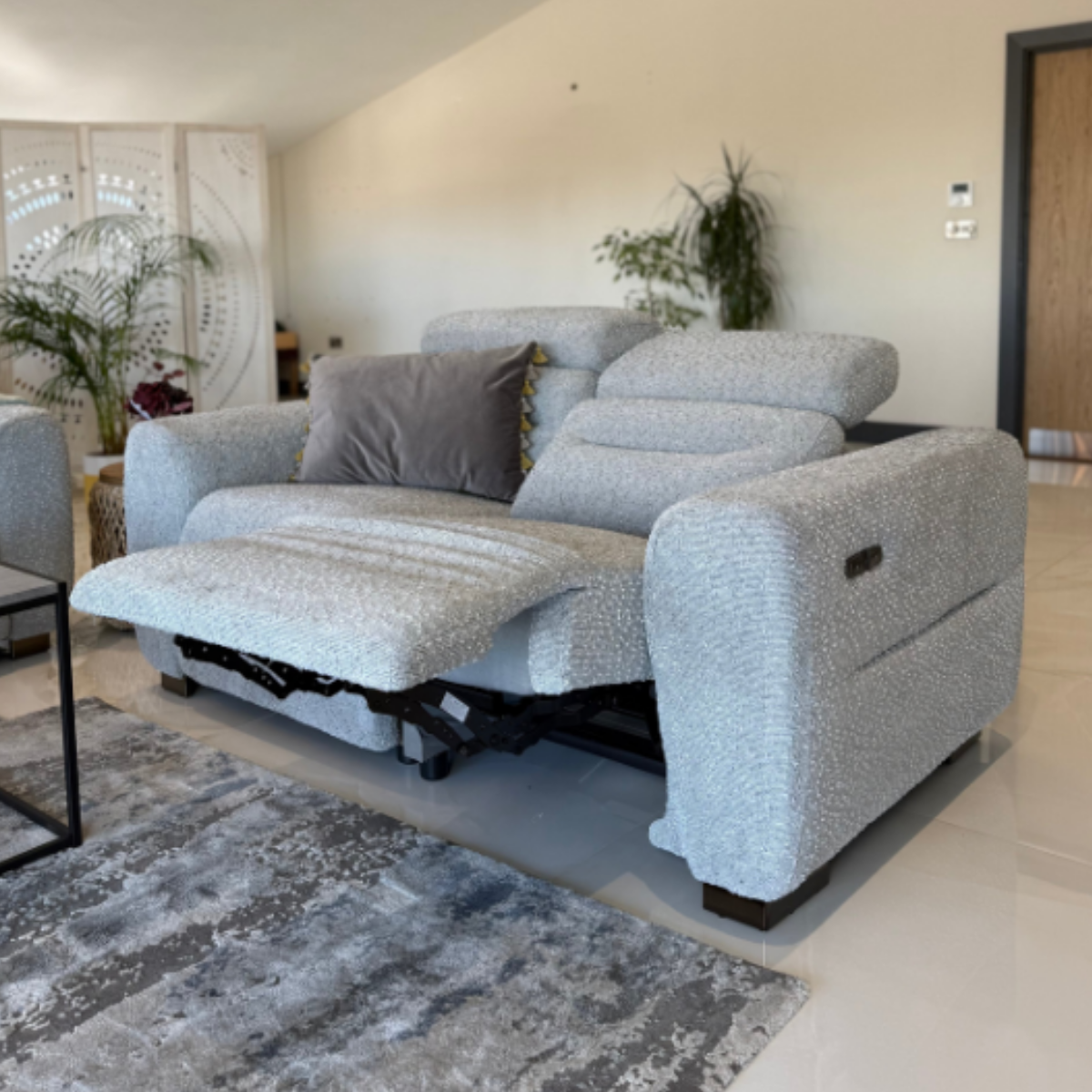 Osaka Electric Recliner Grey 2 Seater - AMC Furniture