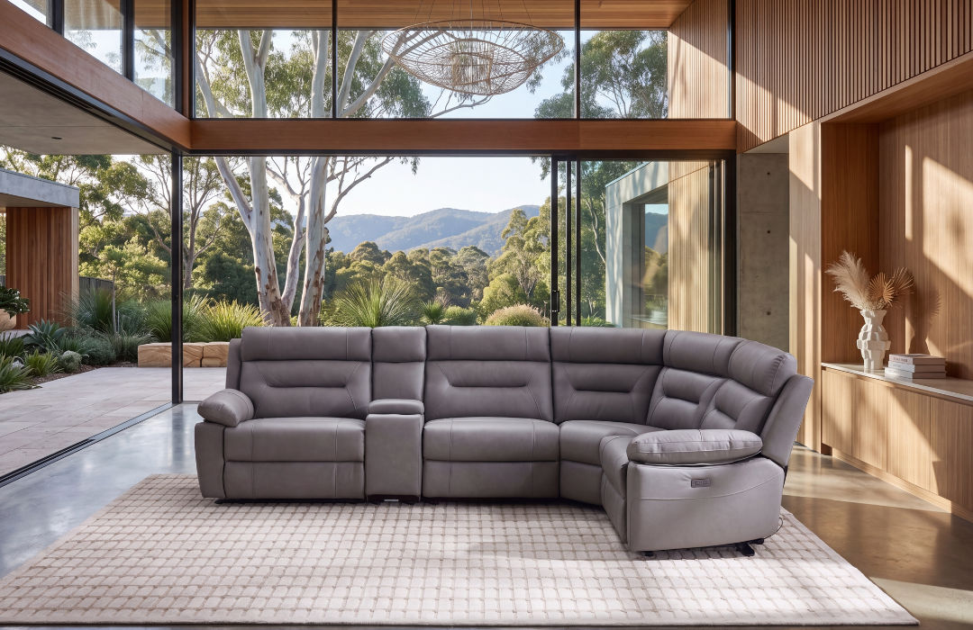 Oscar Power Reclining Corner Sofa in Leather Meta Sofa