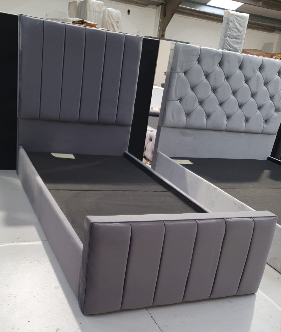 Single Diana Bedframe in Plush Charcoal
