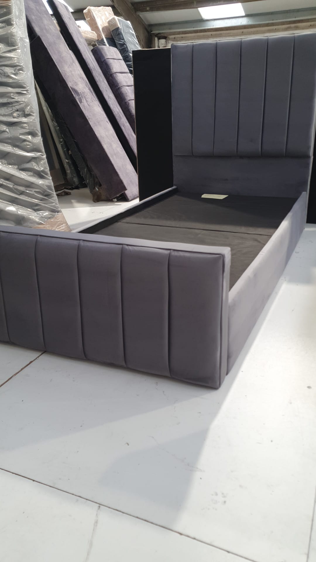 Single Diana Bedframe in Plush Charcoal