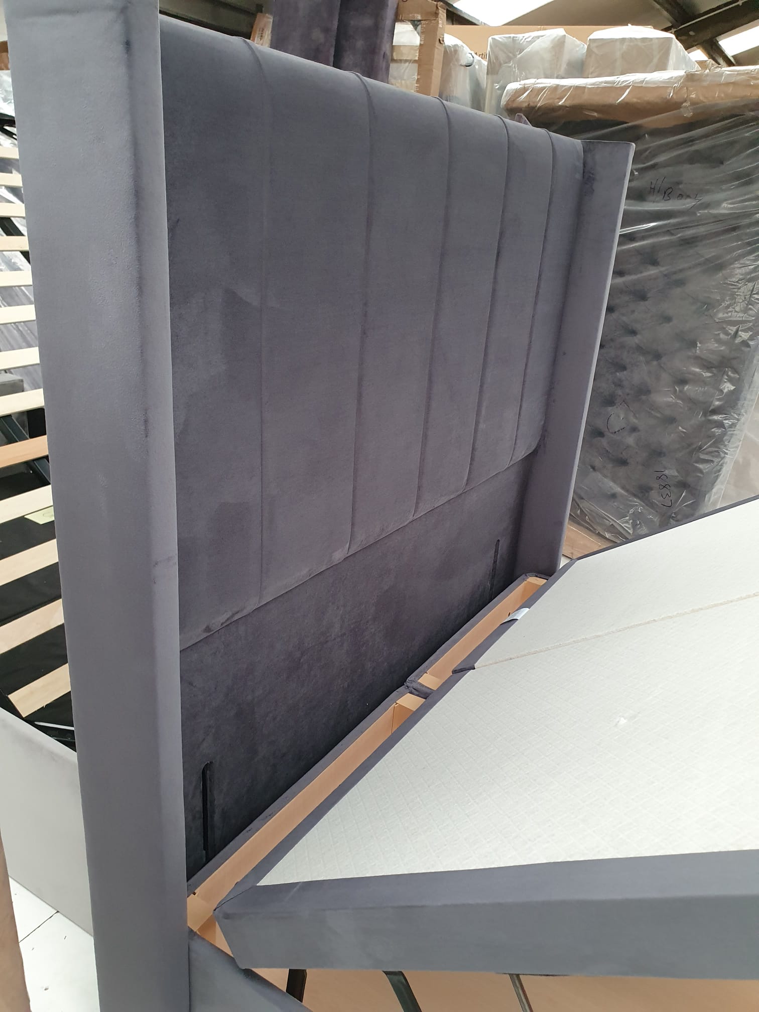 Double Empire Winged Headboard and Ottoman Base CLEARANCE