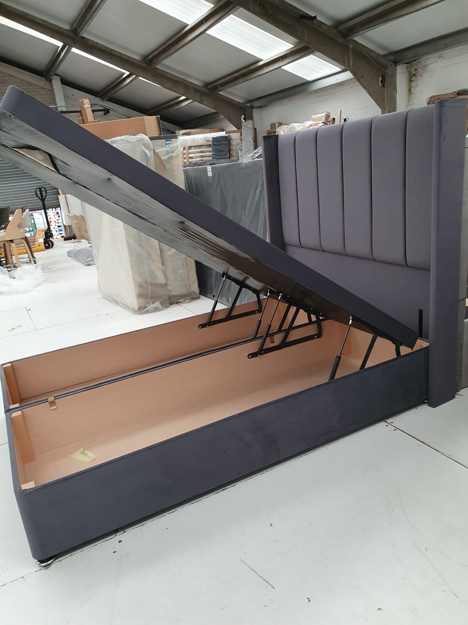 Double Empire Winged Headboard and Ottoman Base CLEARANCE