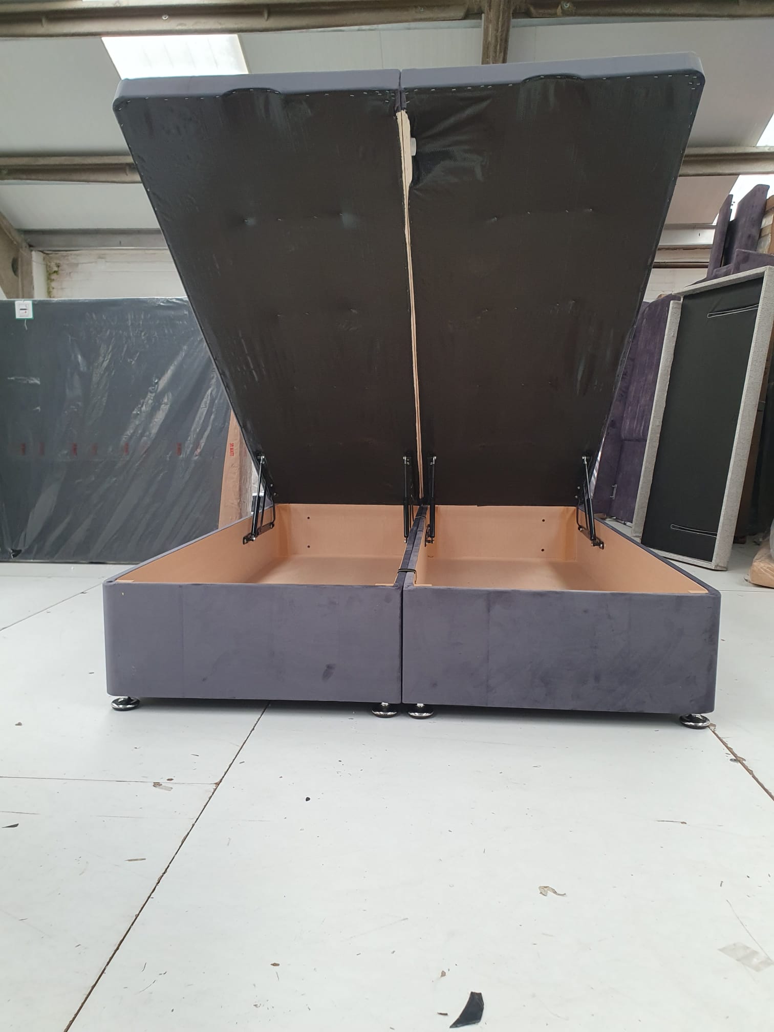 Double Empire Winged Headboard and Ottoman Base CLEARANCE