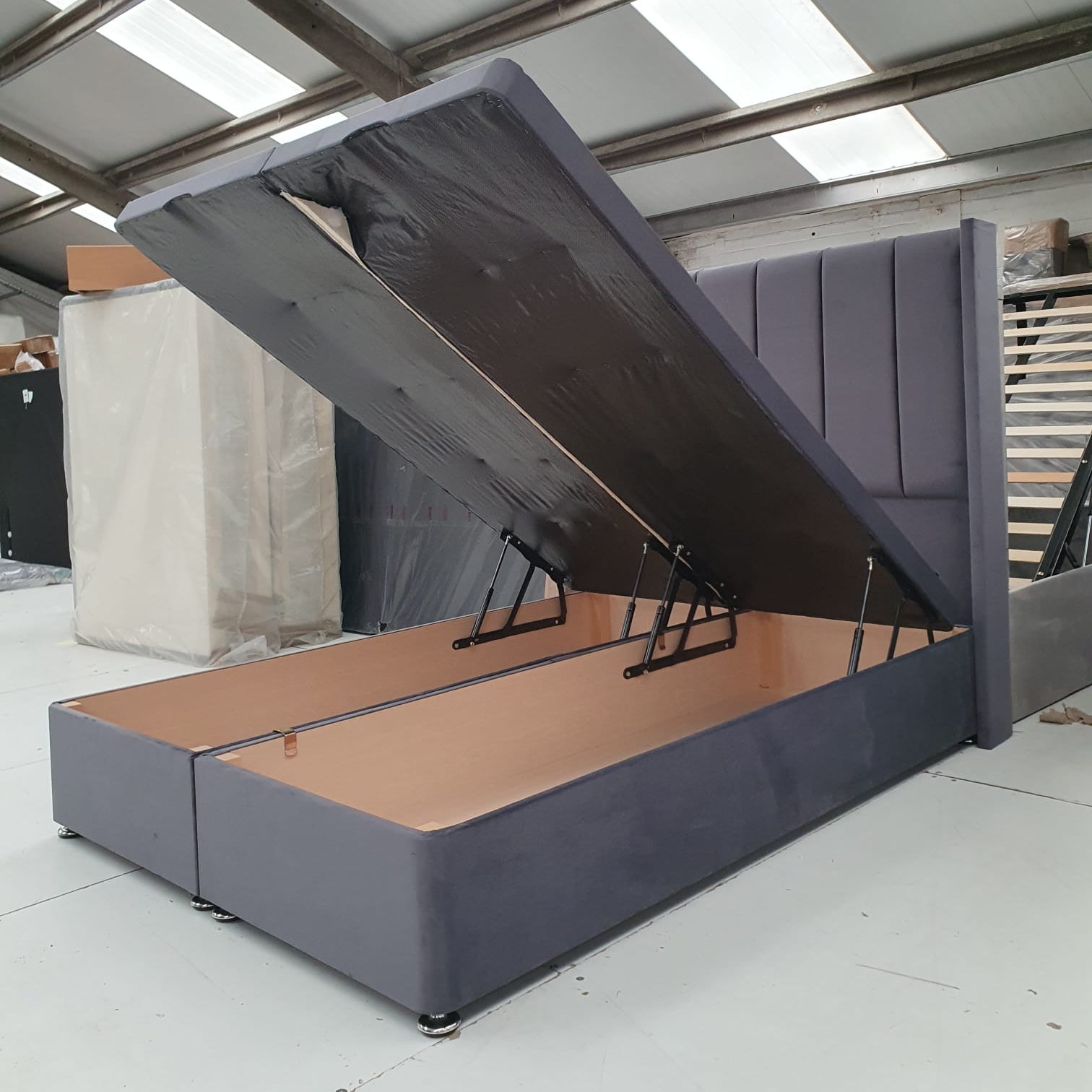 Double Empire Winged Headboard and Ottoman Base CLEARANCE