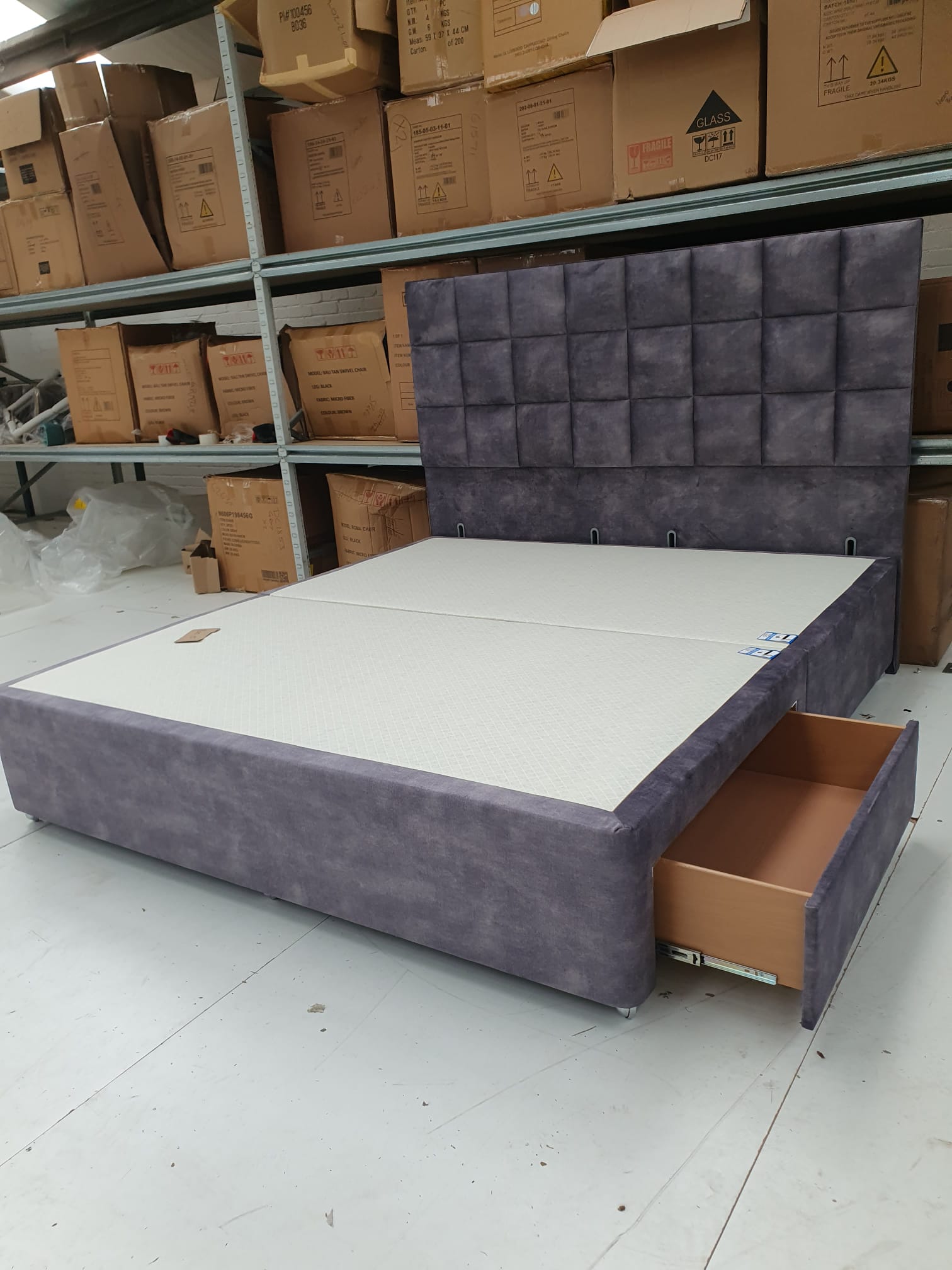 Superking Cube 54" headboard and 2 drawer base in joy armour