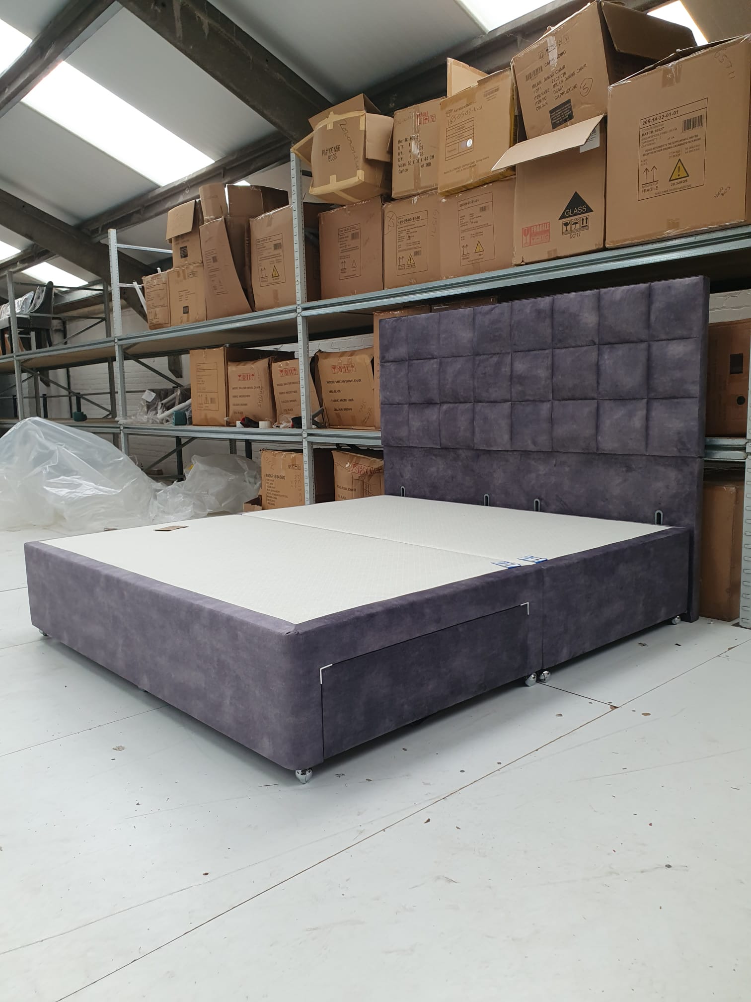 Superking Cube 54" headboard and 2 drawer base in joy armour