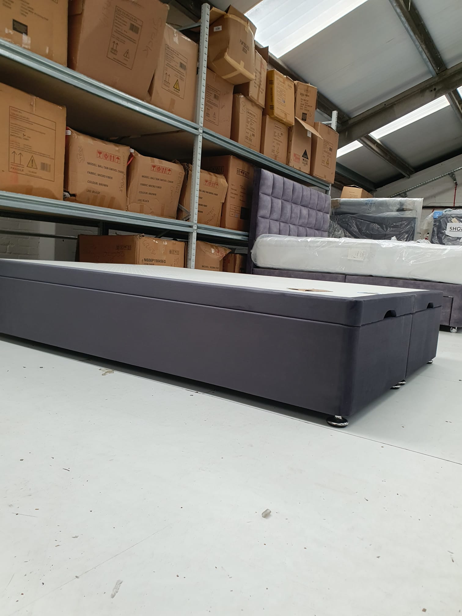 Double End Lift Ottoman Base in Plush Steel CLEARANCE - AMC Furniture