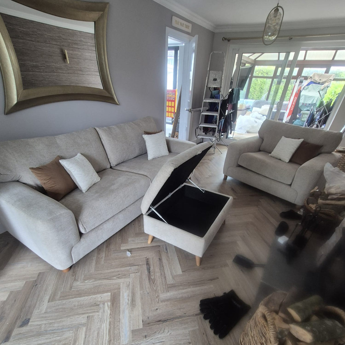 Eden Storage Footstool in Sand Lebus