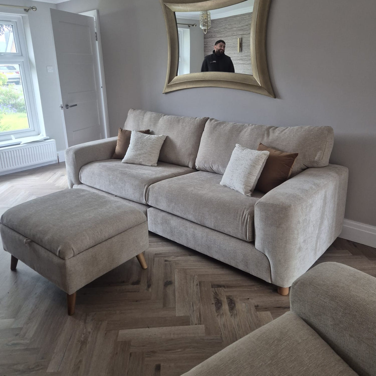Eden Storage Footstool in Sand Lebus