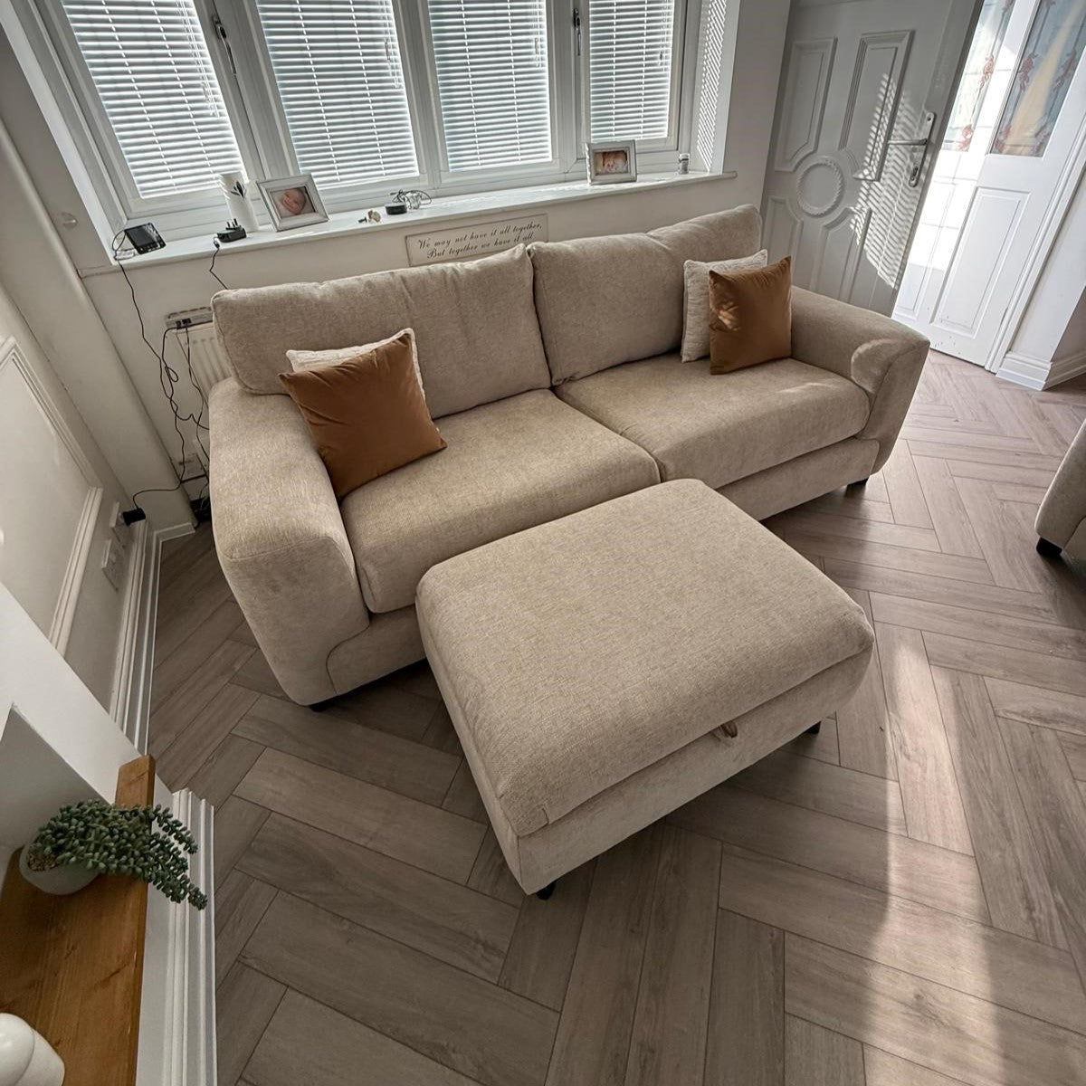Eden Storage Footstool in Sand Lebus