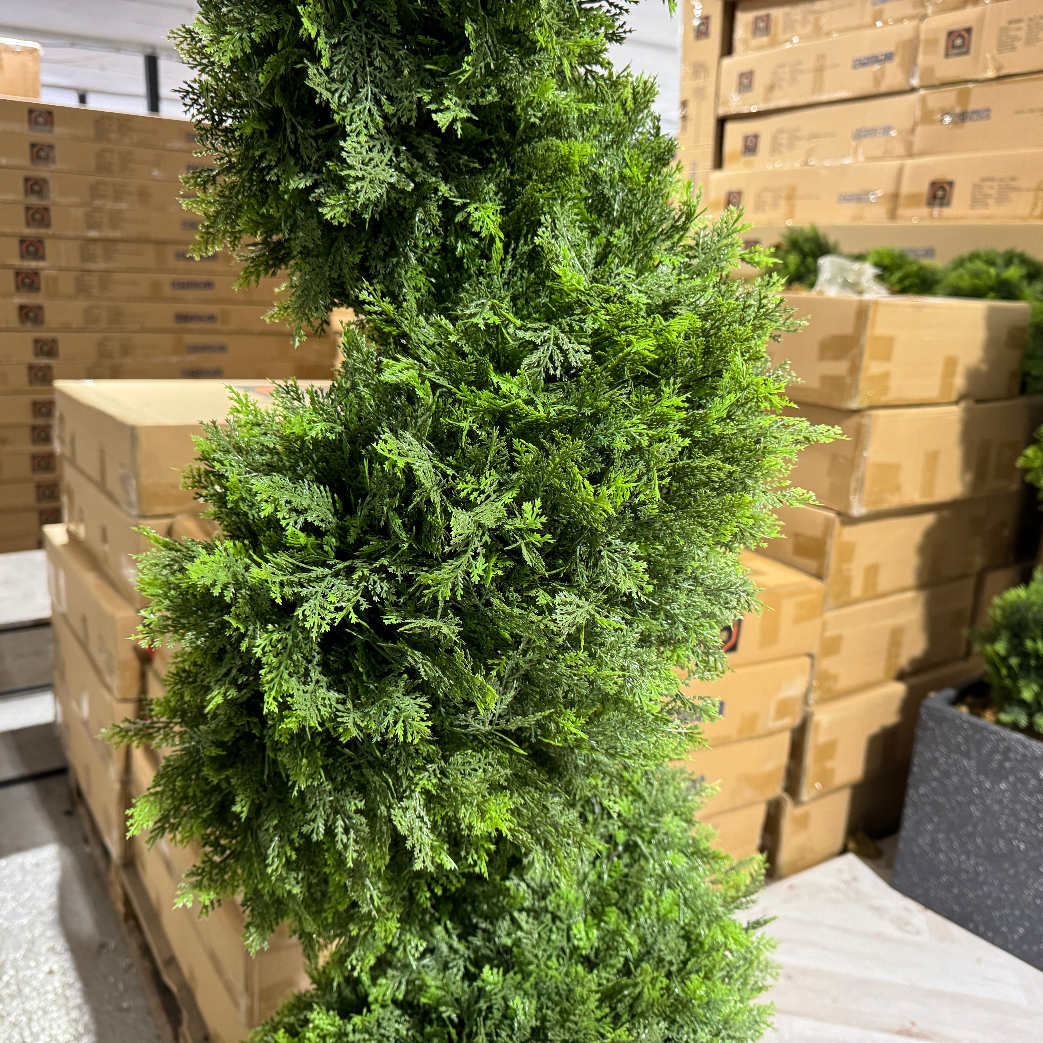 Pair of UV Resistant Artificial Spiral Topiary Trees – Weatherproof for Indoor & Outdoor Use - AMC Furniture