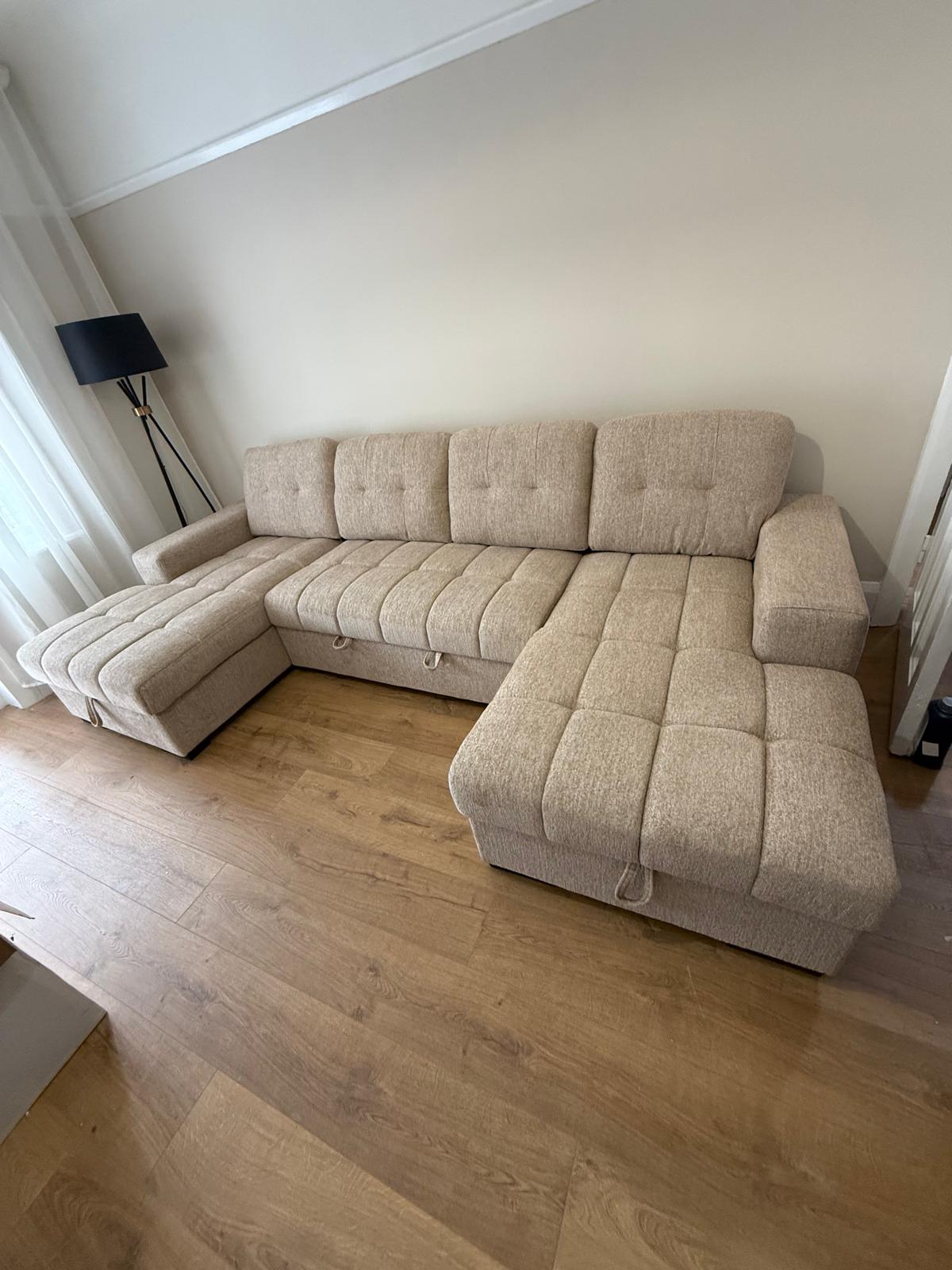 Amalfi U Shape Sofa Bed in Beige
