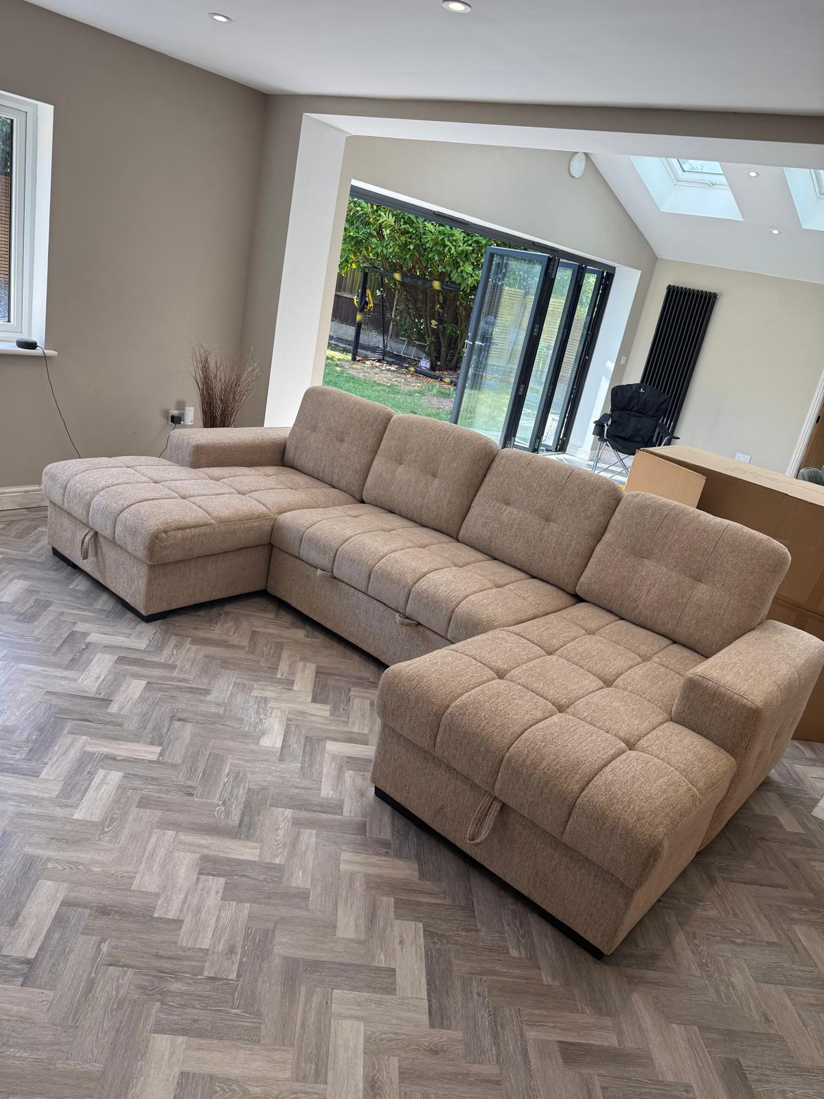 Amalfi U Shape Sofa Bed in Beige