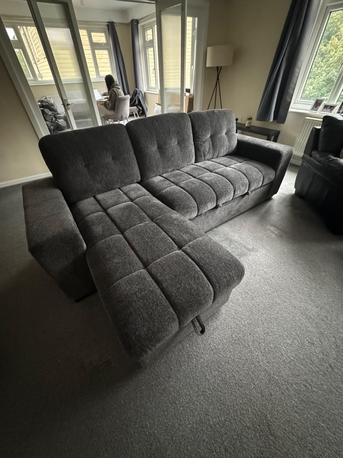 Alfie Universal Corner Sofa Bed in Grey