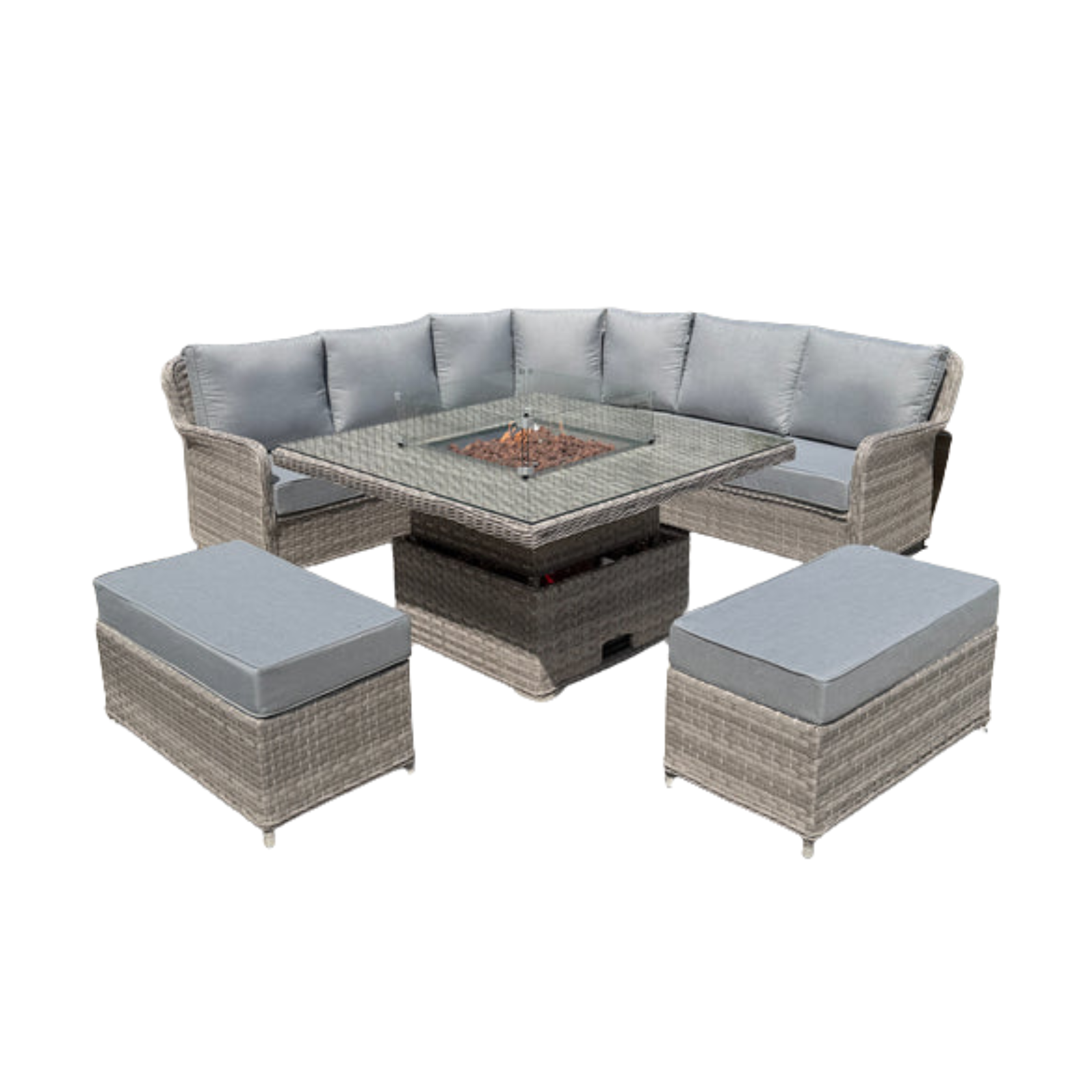 Palermo Large Equal Corner Sofa Set with Rising Firepit Table - AMC Furniture