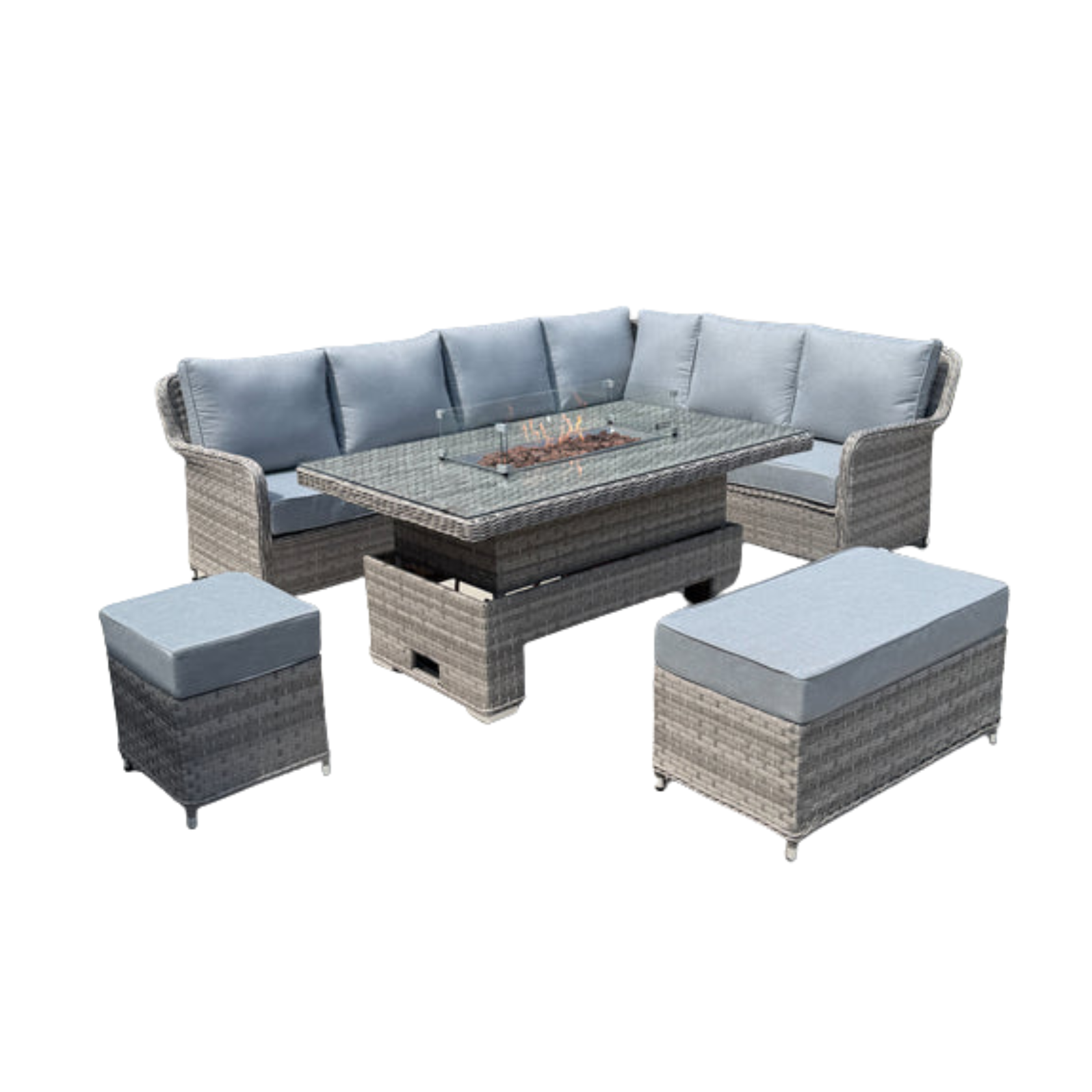Palermo Large Right-Hand Corner Sofa Set with Rising Fire Pit Table - AMC Furniture