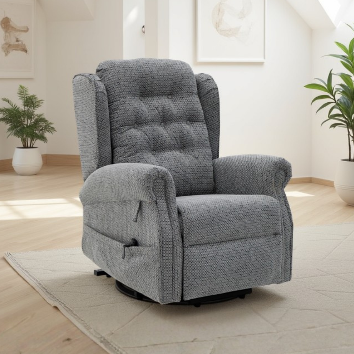 Pardew Rise and Recline Chair Grey - AMC Furniture