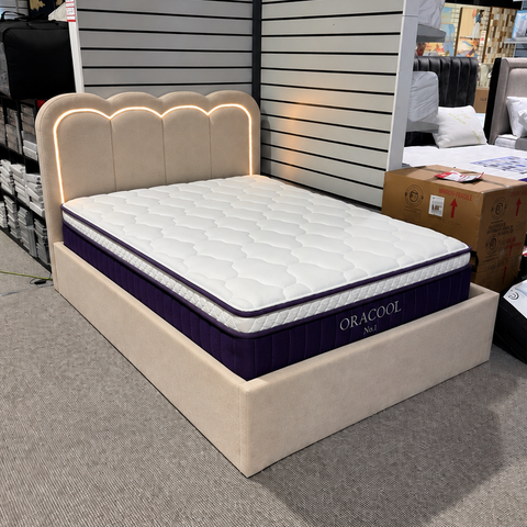 Milan Double Ottoman Bed with LED Headboard & Oracool Mattress Bundle