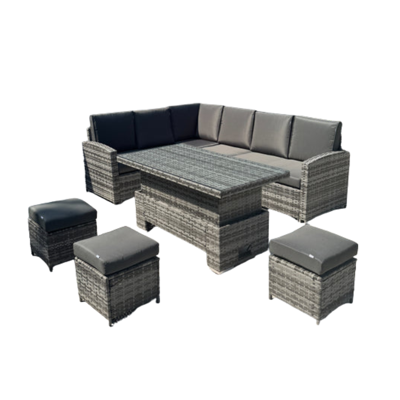 Rhodes Corner Sofa Dining Set with Rising Table in Grey - AMC Furniture