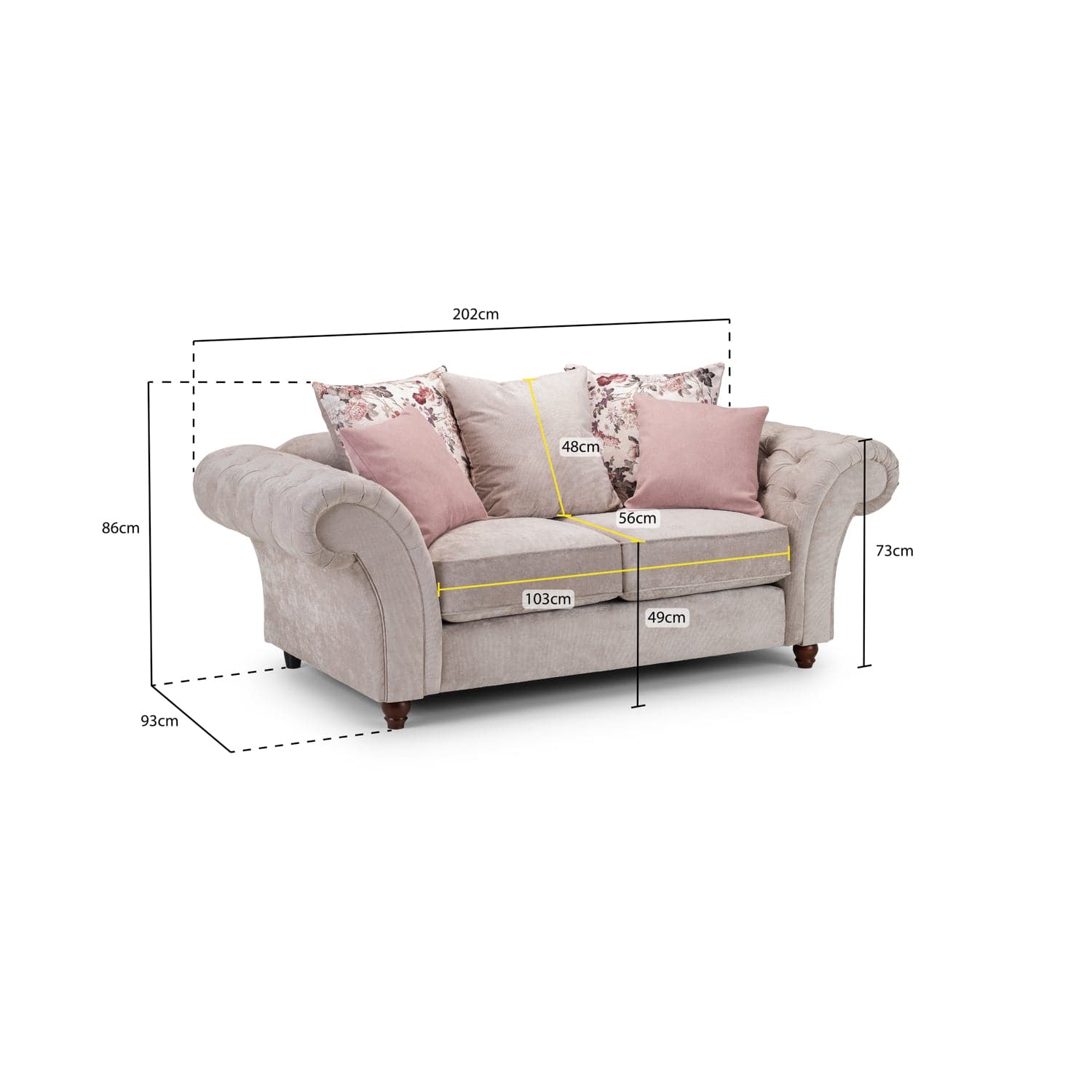 Roma Chesterfield Sofa Beige 2 Seater (7025829249088)