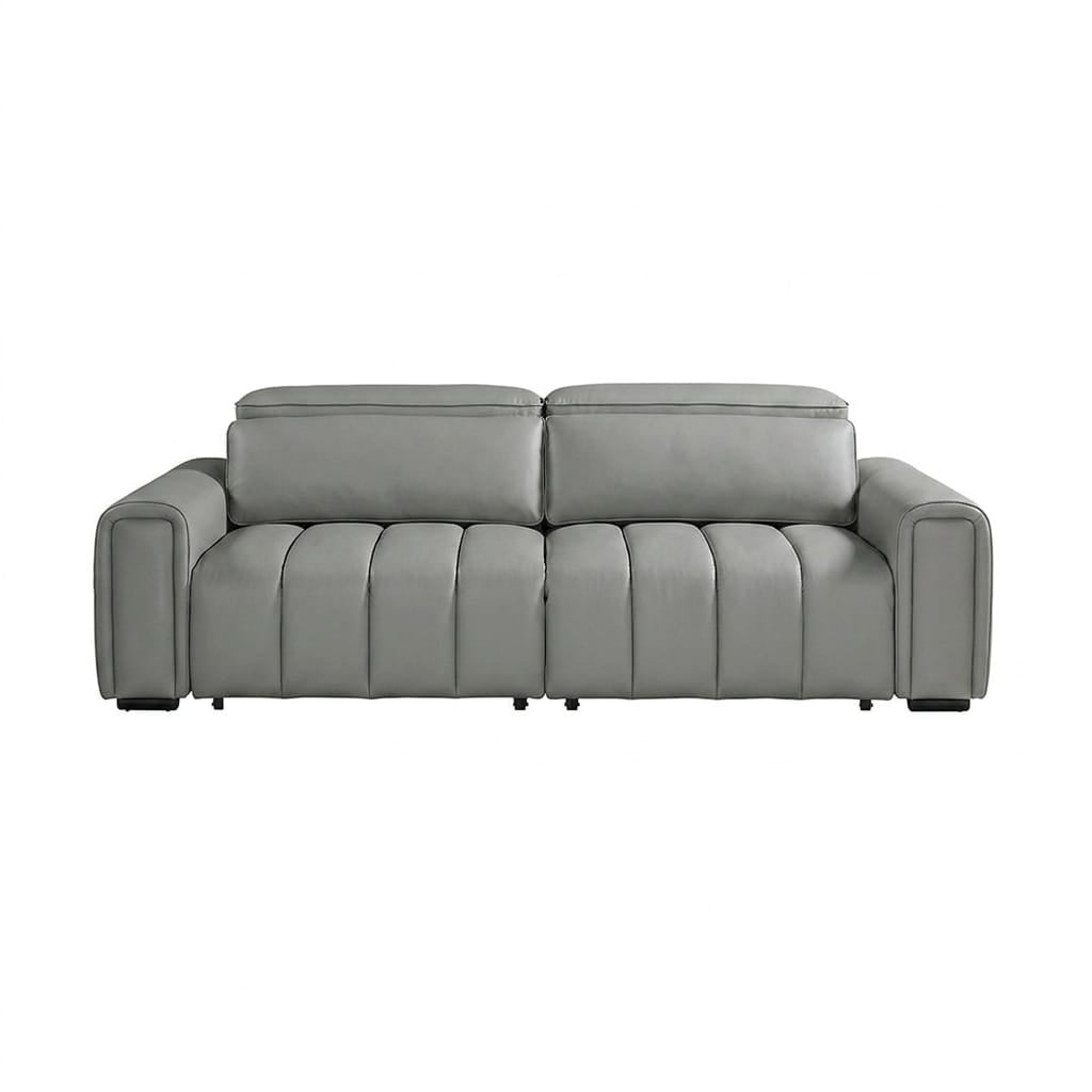 April Electric Power Slider Sofa in Grey Leather Aire
