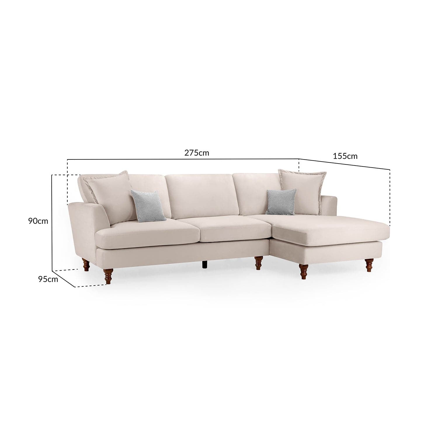 Savanna Sofa Beige Right Hand Facing Corner -measurement view (7021966917696)