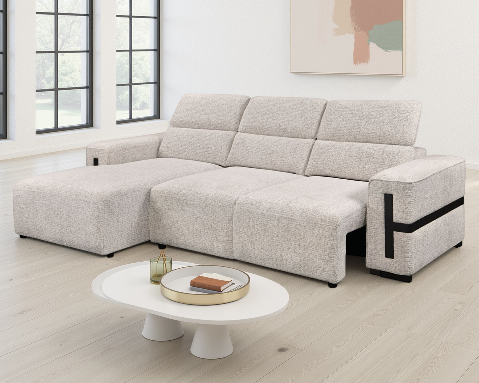 Flynn Left Hand Corner Sofabed in Grey Beehive