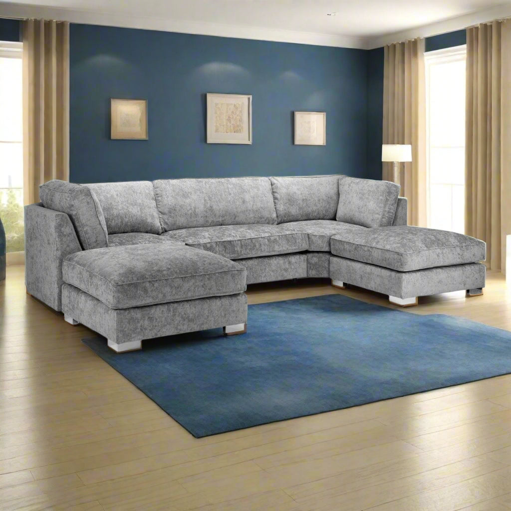 Shoreditch Fullback U Shape Corner Sofa in Platinum (7022873411648)