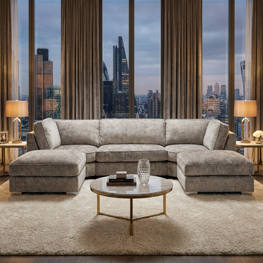 Shoreditch Fullback U Shape Corner Sofa in Truffle