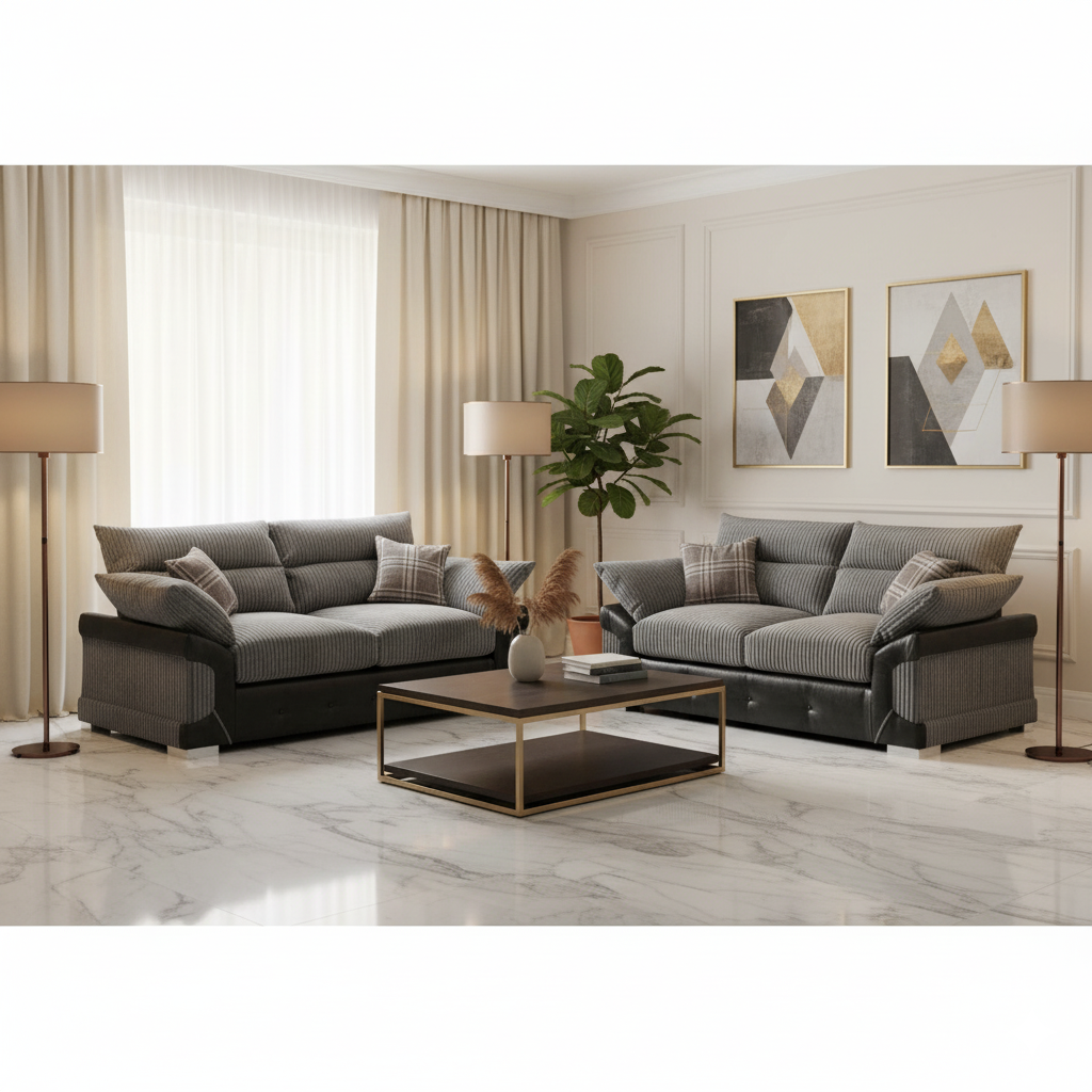 Soho Sofa Black/Grey 3+2 Set (7024172597312)