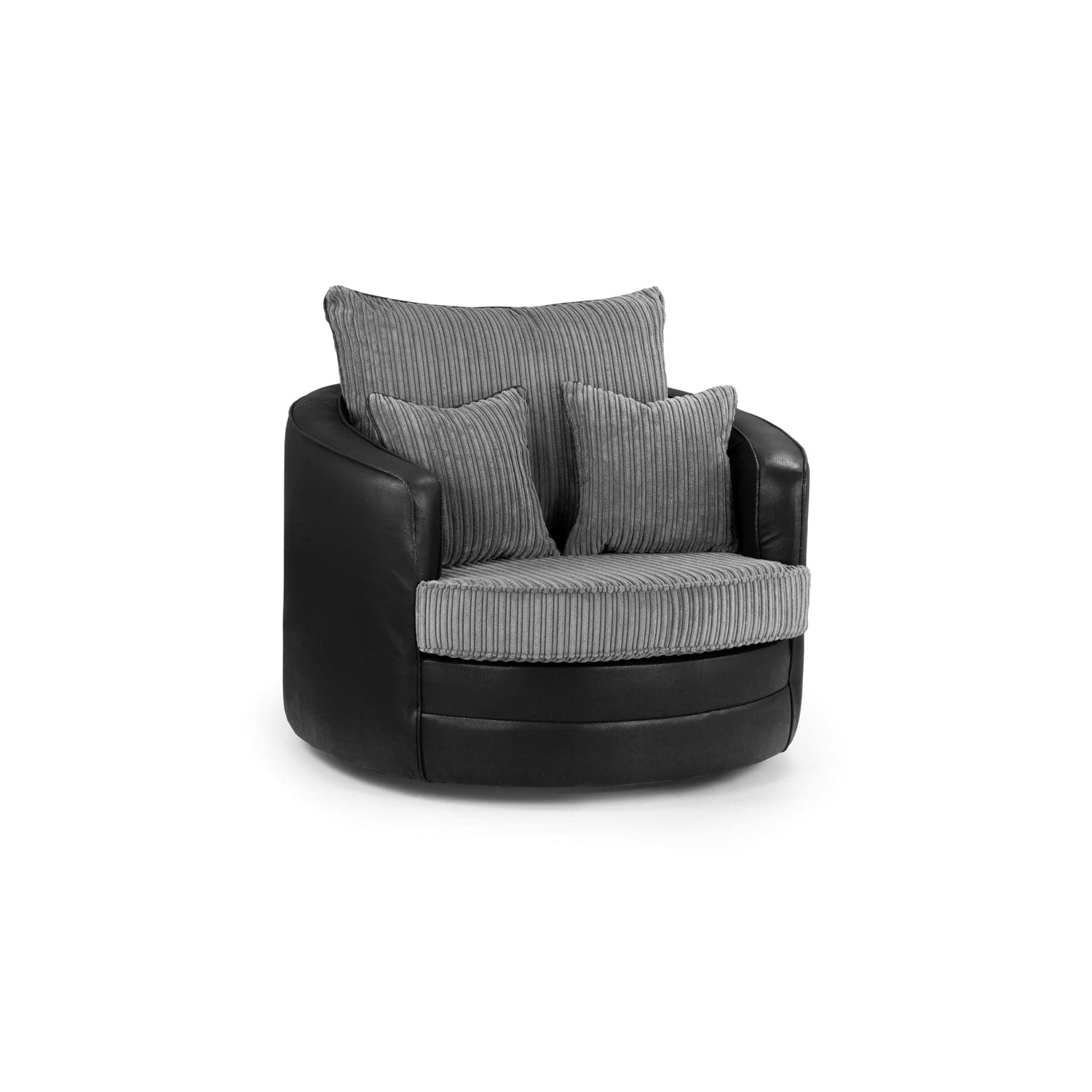 Soho Sofa Black/Grey Swivel Chair - Front view (7024175677504)