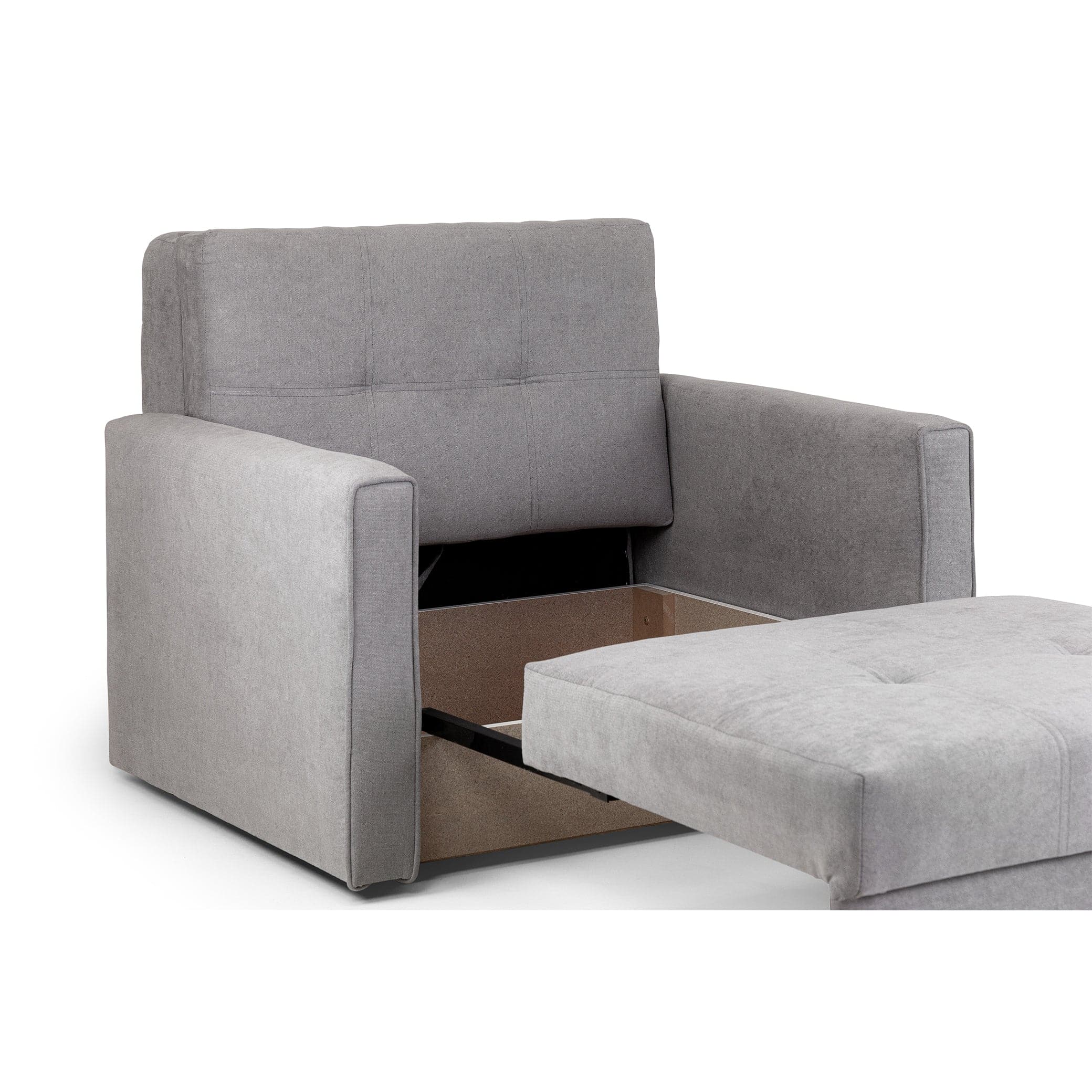 Sol Sofabed Grey Armchair - Storage view (7026814976064)