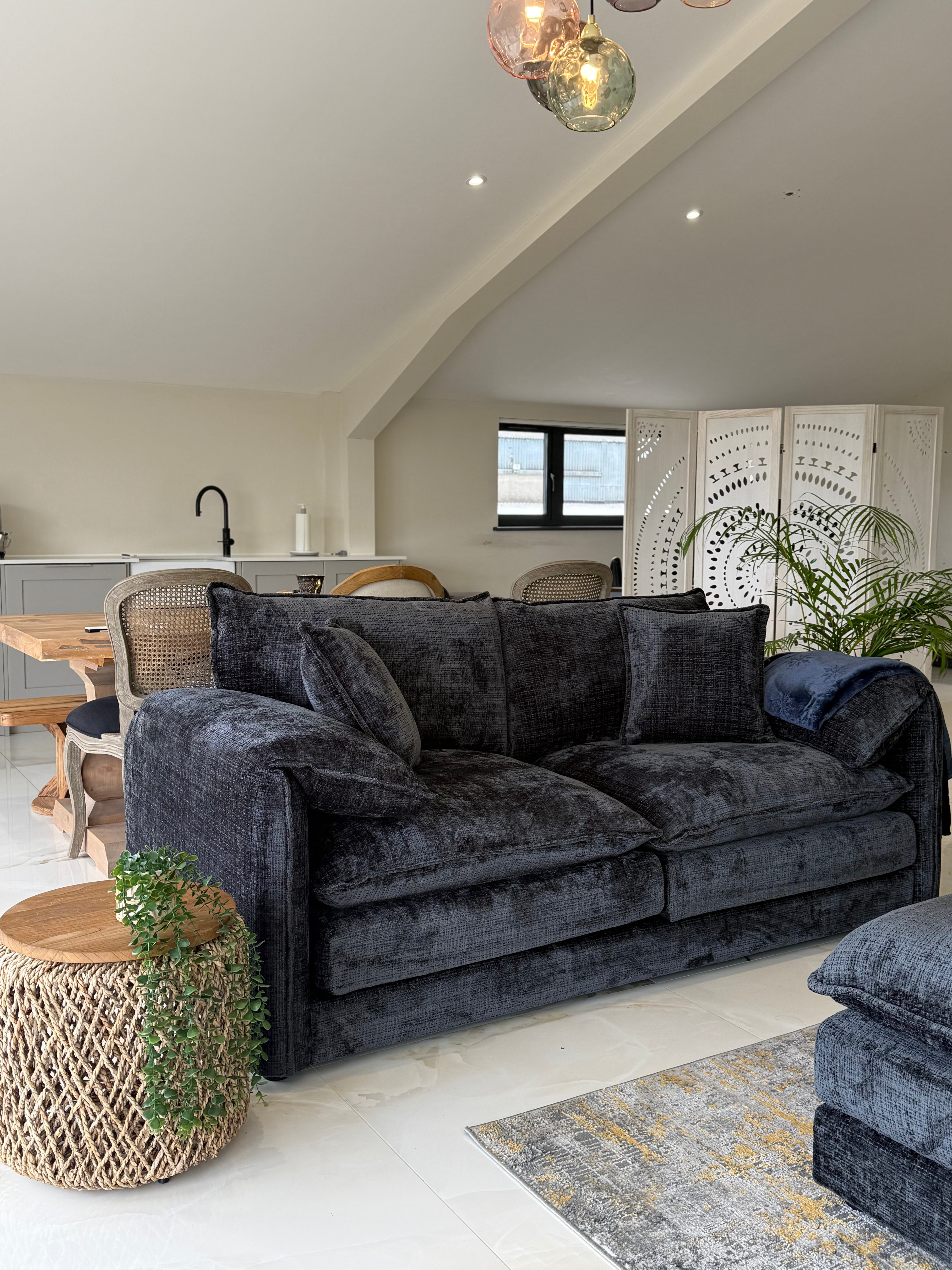 Aria 3 Seater Sofa in Black - AMC Furniture