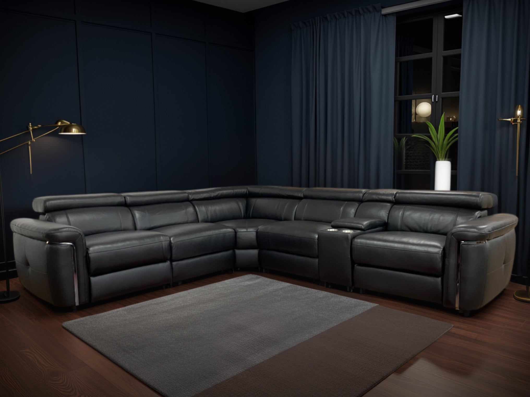 Summer Electric Reclining Corner Sofa in Black - AMC Furniture