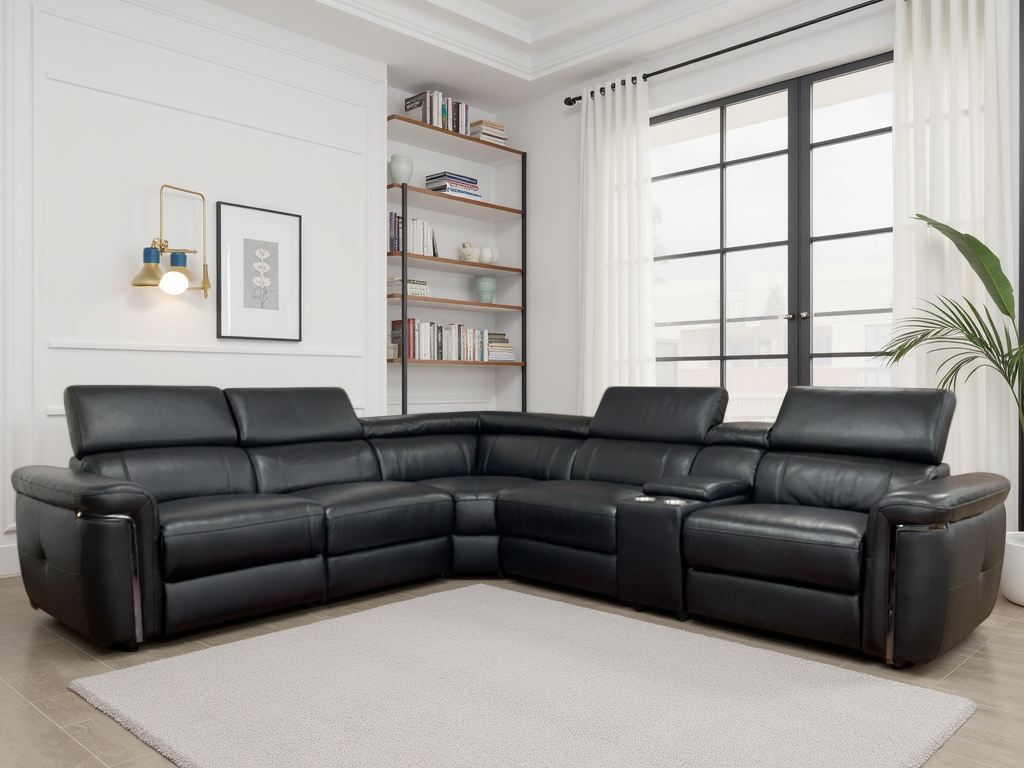 Summer Electric Reclining Corner Sofa in Black - AMC Furniture