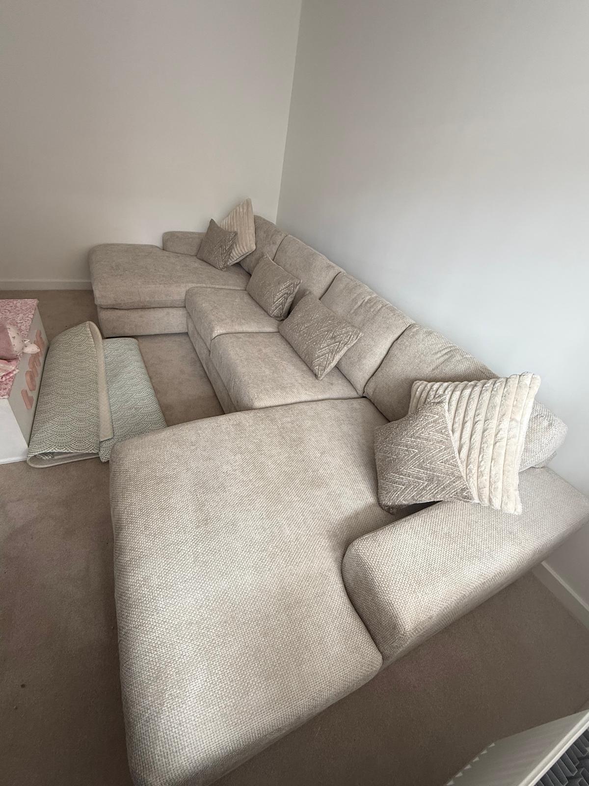Nola Large U Shape Sofa in Violet Stone Lebus