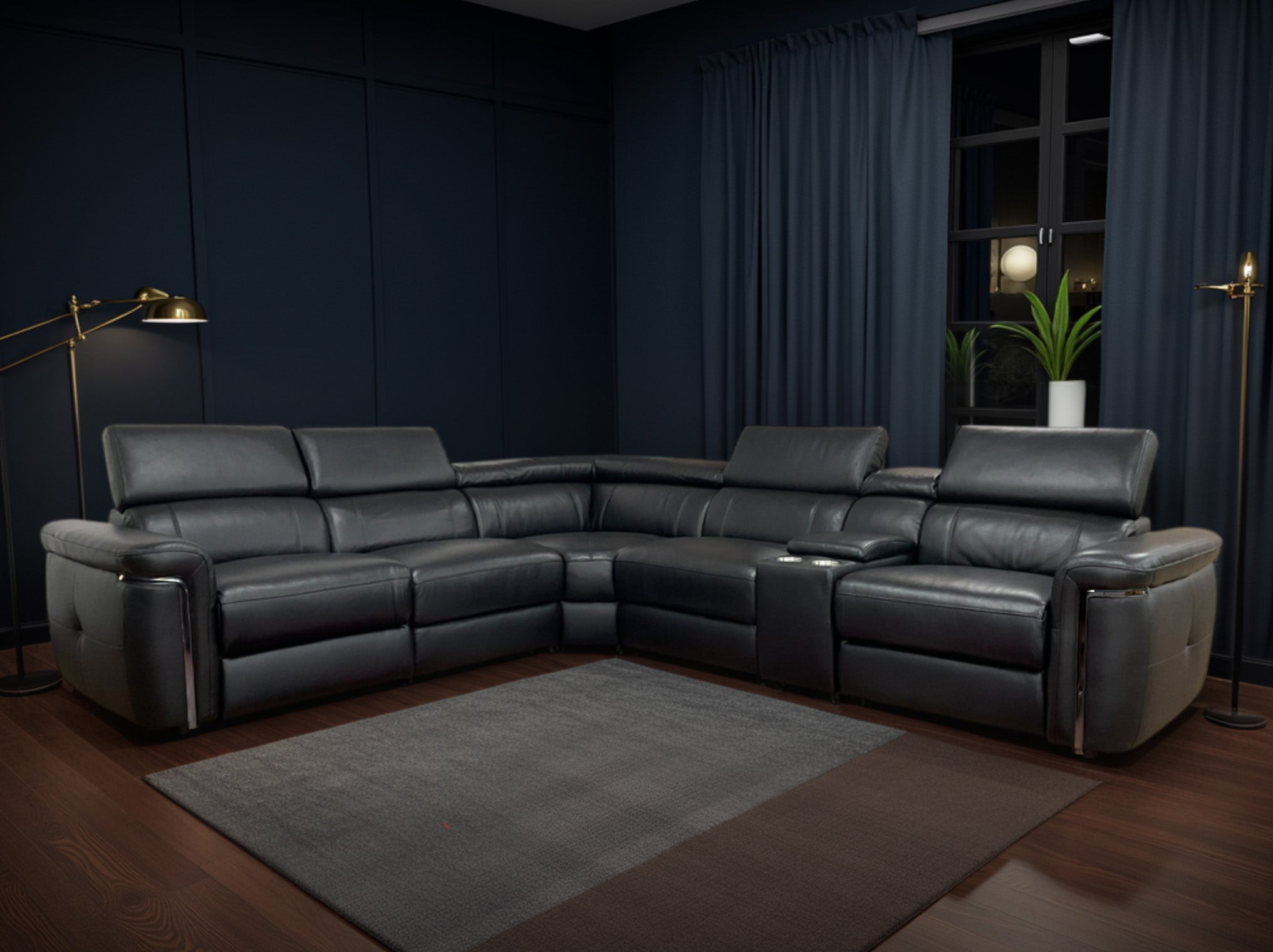 black, sofa, 