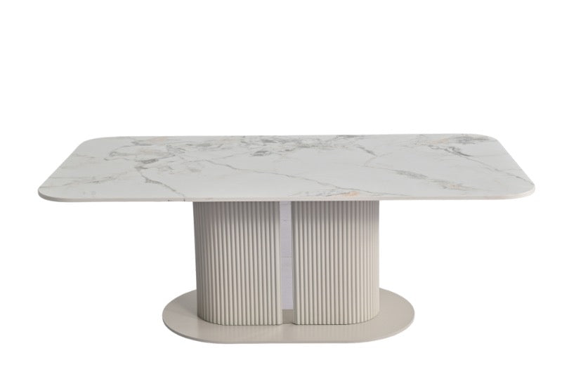 Cove Ceramic Dining Table in Cream - AMC Furniture