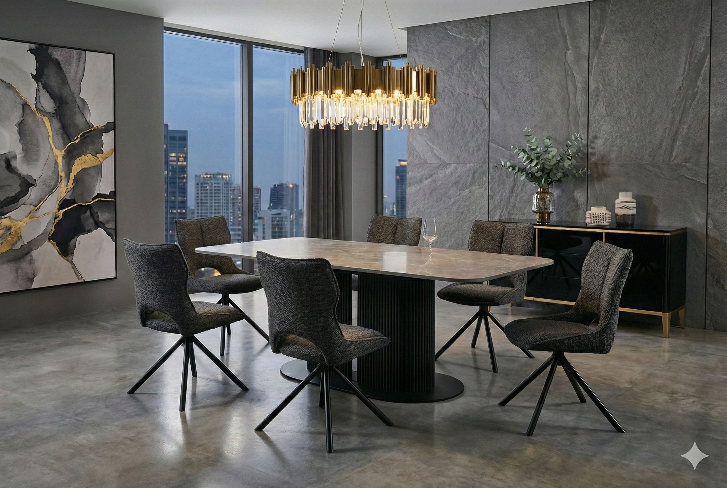 Cove Ceramic Dining Table in Grey - AMC Furniture