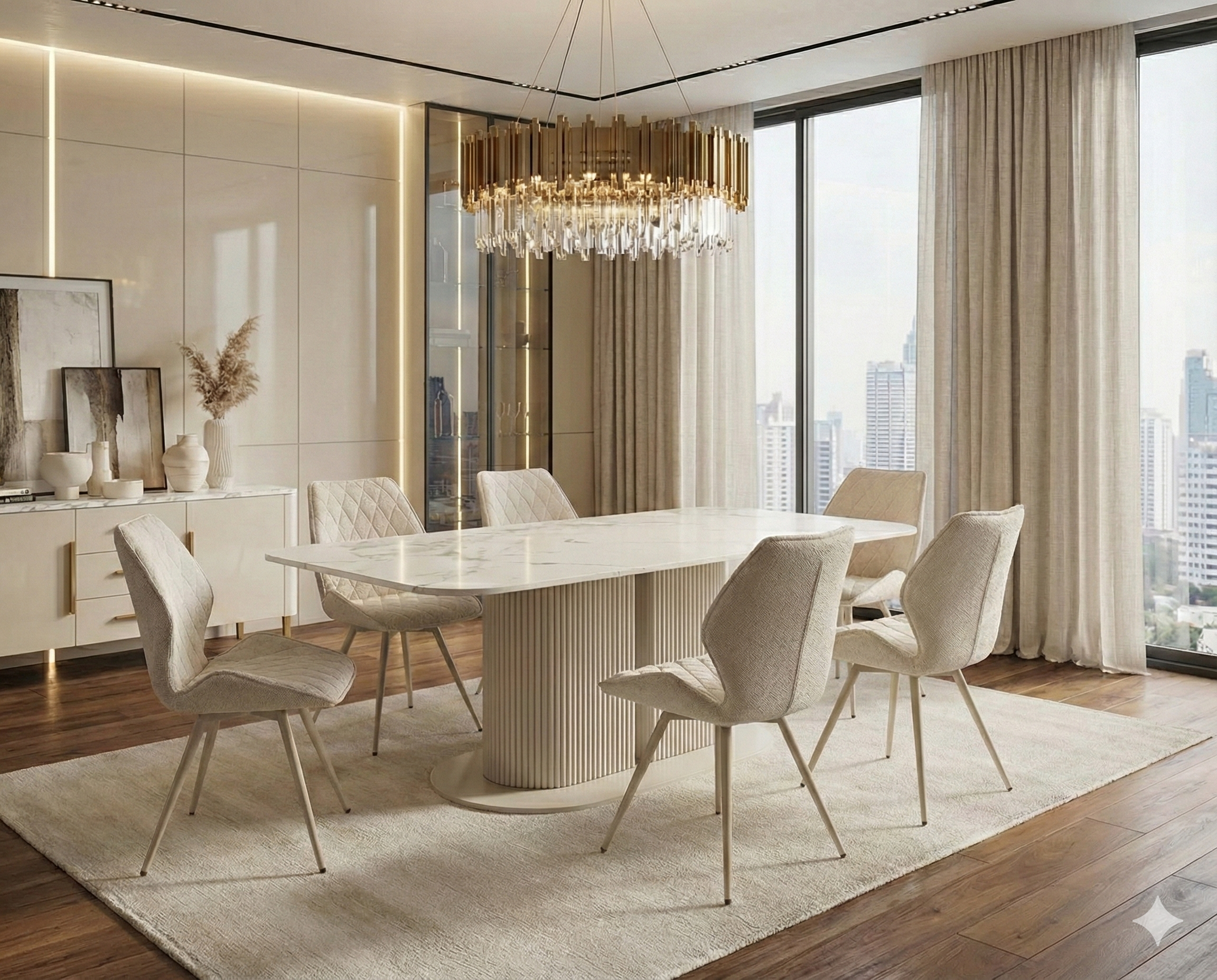 Cove Ceramic Dining Table in Cream - AMC Furniture