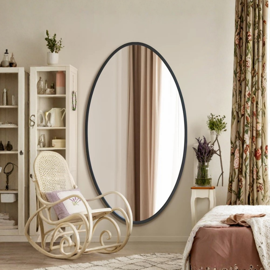 The Ovale - New Black Metal Framed Oval Wall Mirror 71" X 39" (180 x 100CM) (15010558181754)