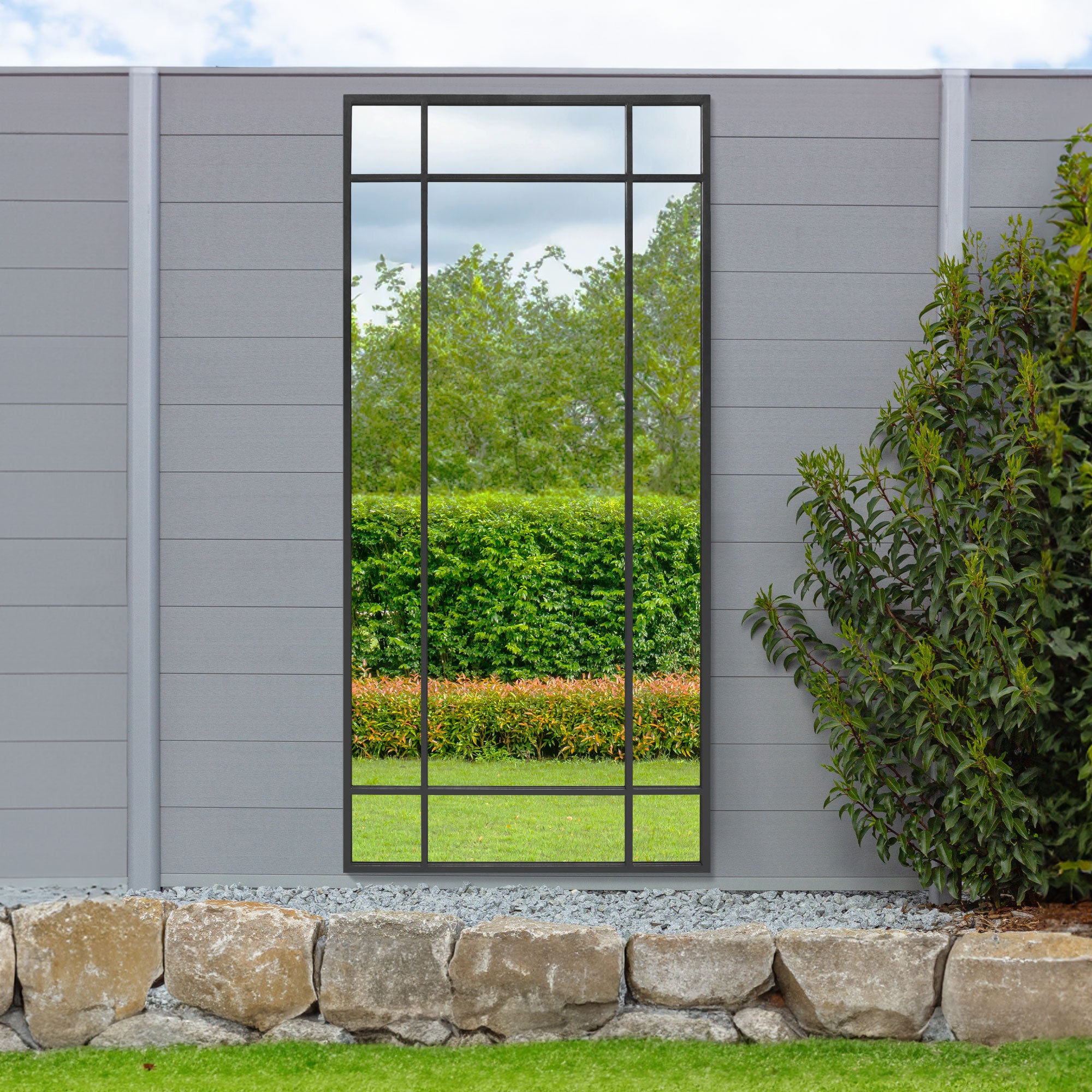 The Emery - Black Contemporary Wall & Leaner Garden Mirror 71"x 33" 180x85cm (15010548121978)