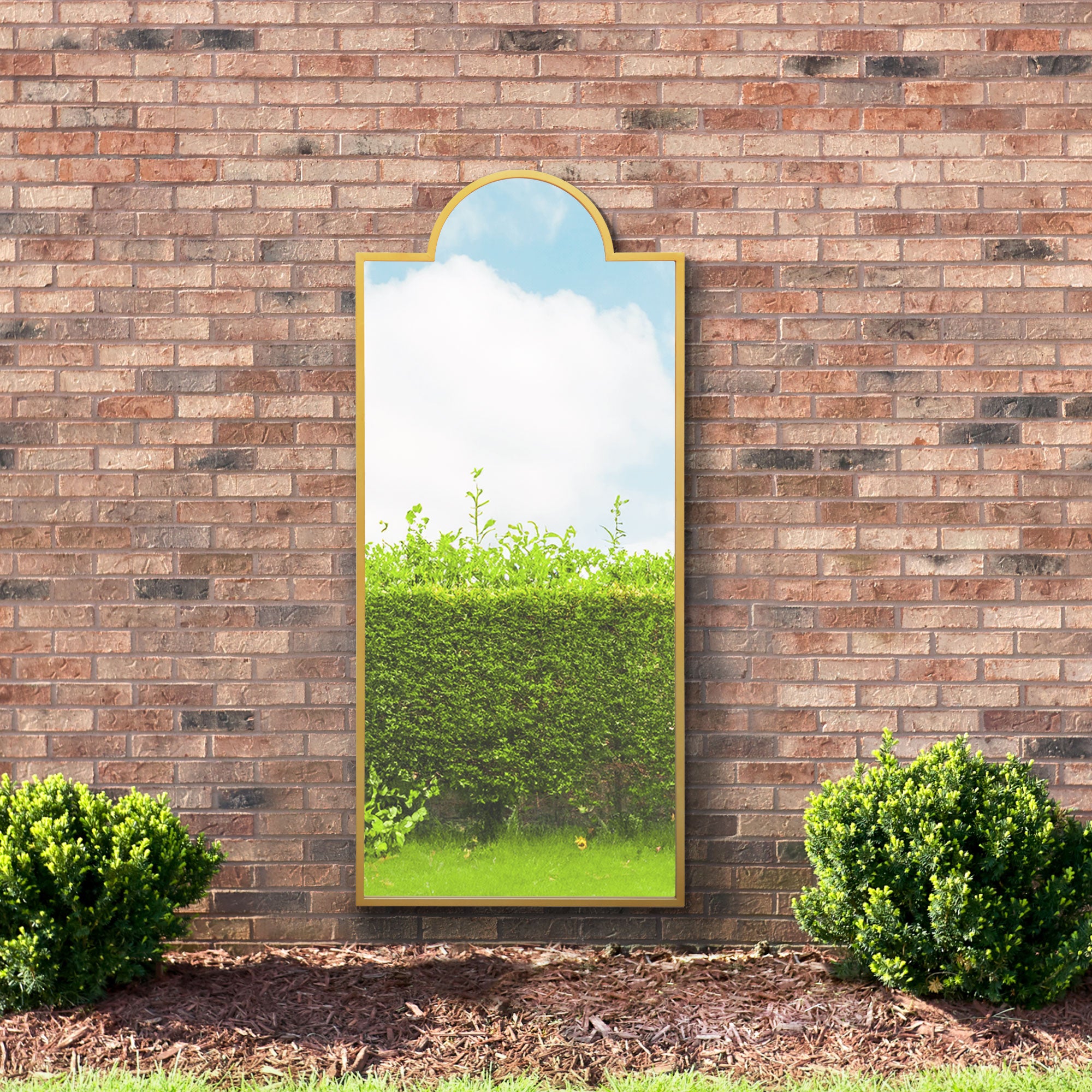 The Emery - Gold Contemporary Wall & Leaner Garden Mirror 67"x 29" 170x75cm (15010553332090)