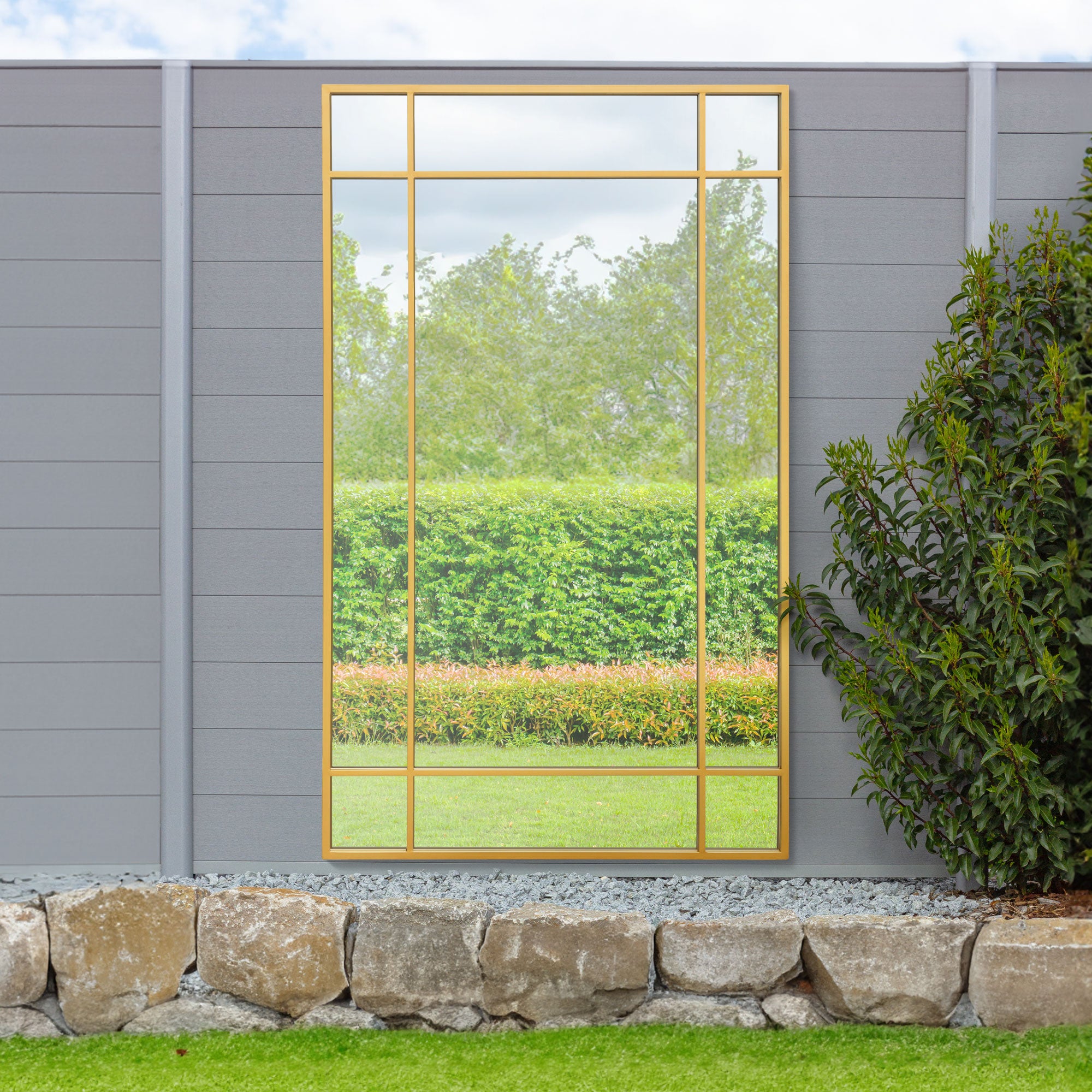 The Emery - Gold Contemporary Wall & Leaner Garden Mirror 71"x 43" 180x110cm (15010548351354)
